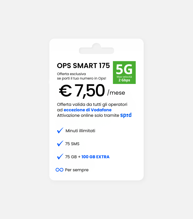 Ops! Smart 175 GB✨ Canone mensile 7.50€