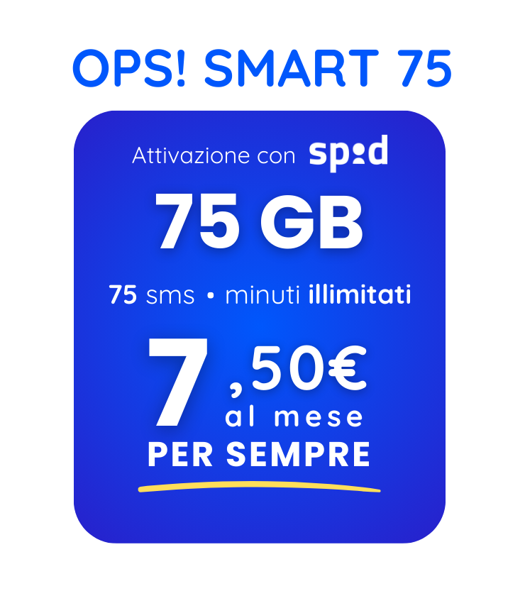 Ops! Smart 75 – Canone mensile 7.50€ (1° mese gratis) + portabilità